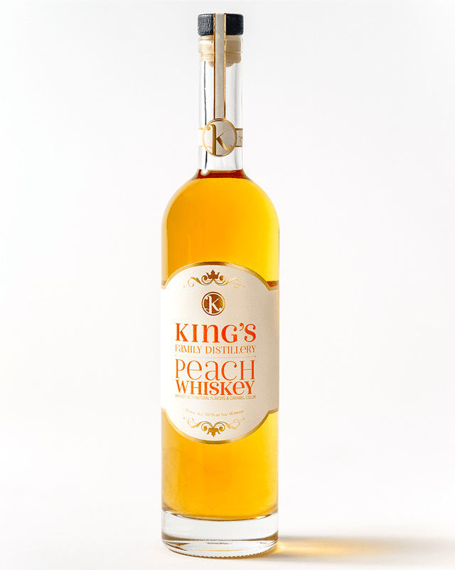 Kings Family Peach Whiskey Front of bottle
